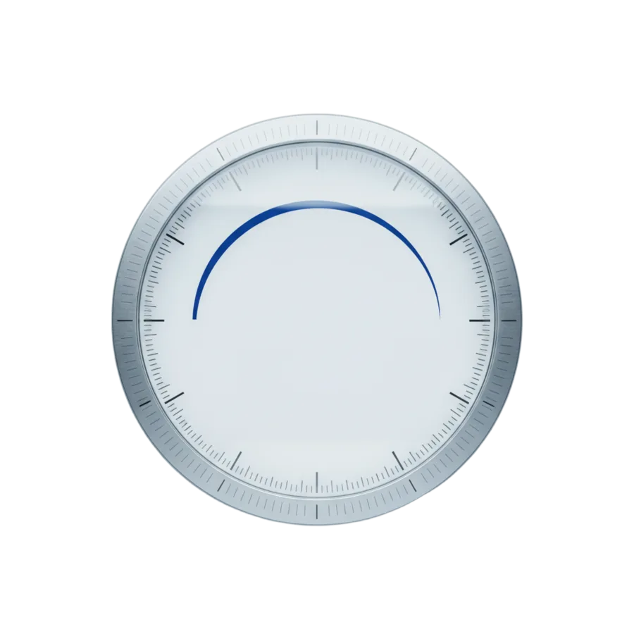 A machined circular instrument with a blue arc, the physical twin of the reserve ring